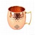 Copper Round Hammered Mug with Brass