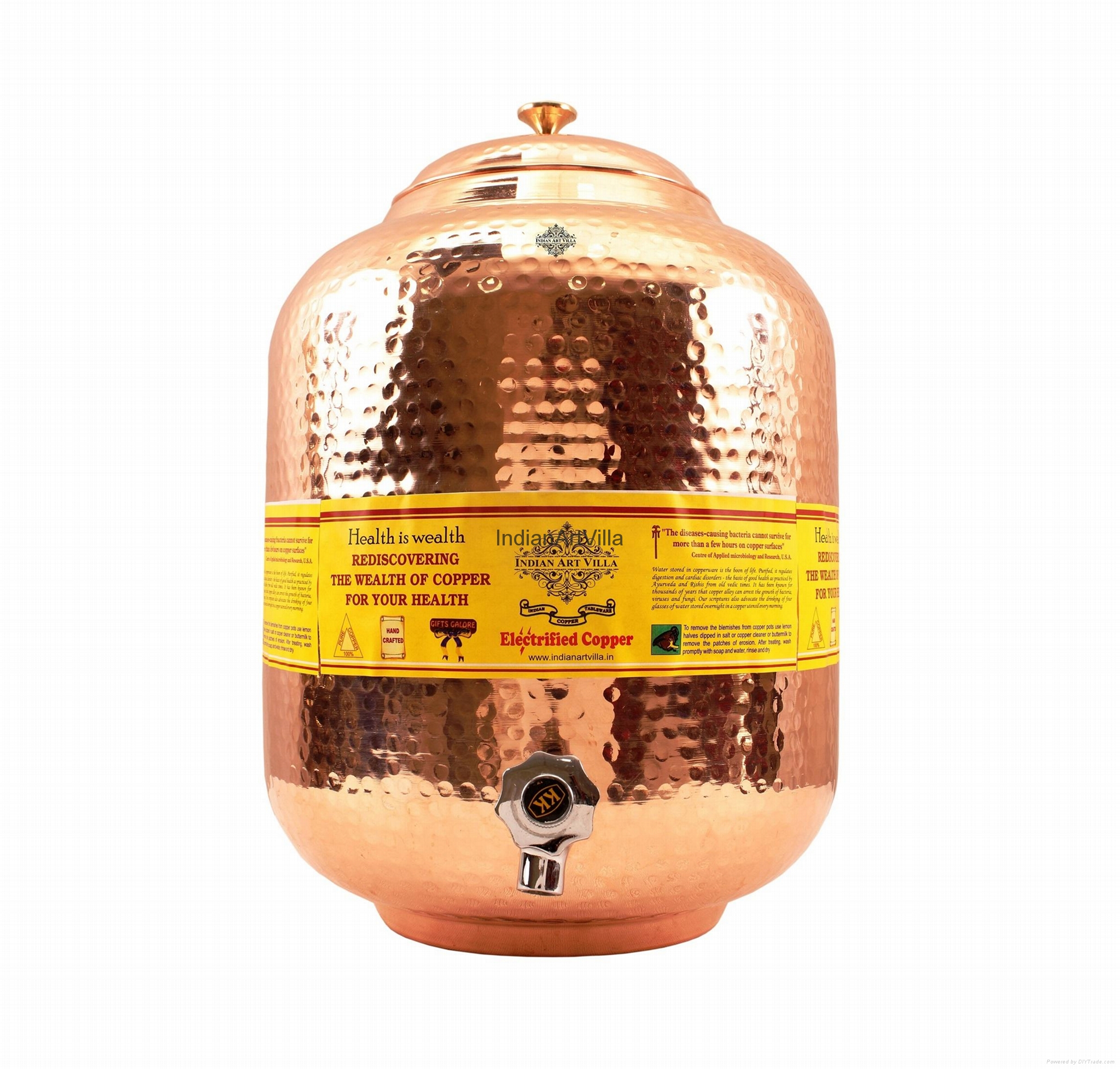 Copper Water Pot 15 Liter (Brass Lid) IAVCC611215 Indian Art