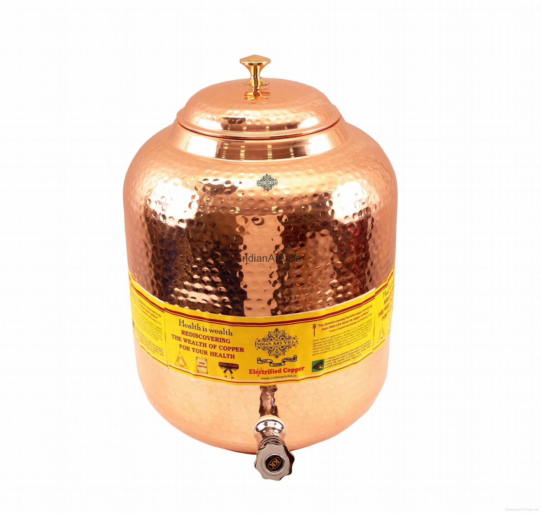 Copper Water Pot 15 Liter (Brass Lid) IAVCC611215 Indian Art