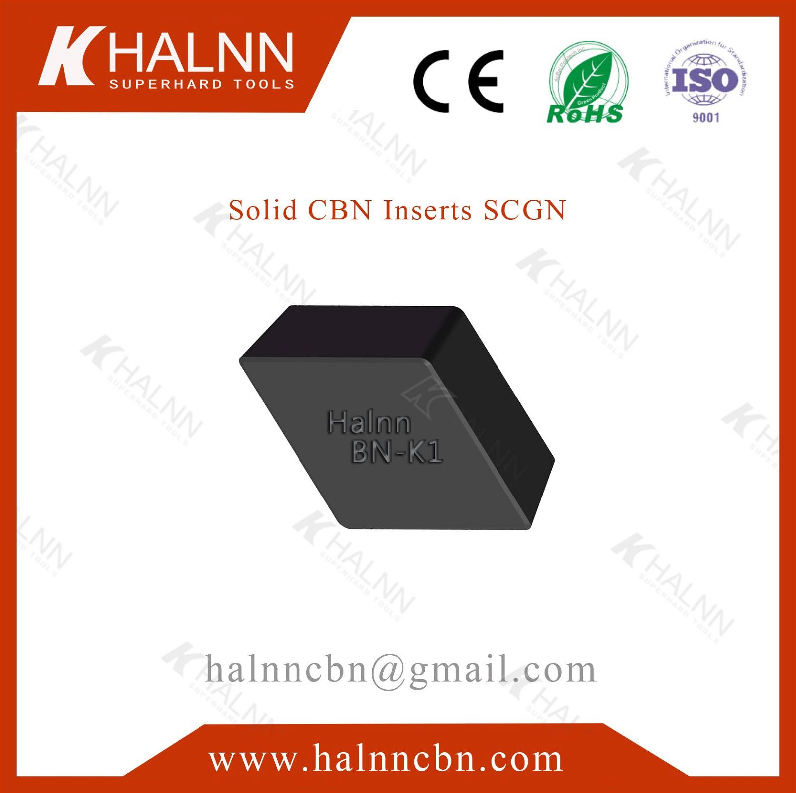 Halnn BN-K1 solid cbn inserts machining pumps with excellent wear resistance