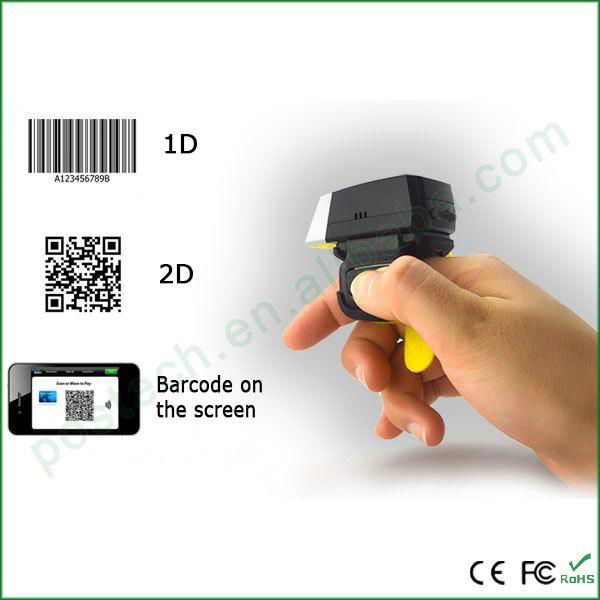  2D ring-style QR barcode scanner bluetooth mini code reader