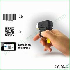  2D ring-style QR barcode scanner bluetooth mini code reader