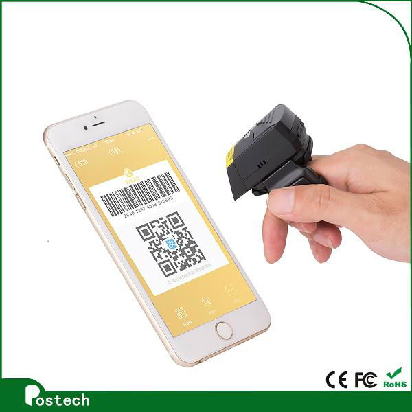  2D ring-style QR barcode scanner bluetooth mini code reader 3