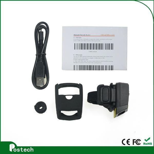  2D ring-style QR barcode scanner bluetooth mini code reader 4