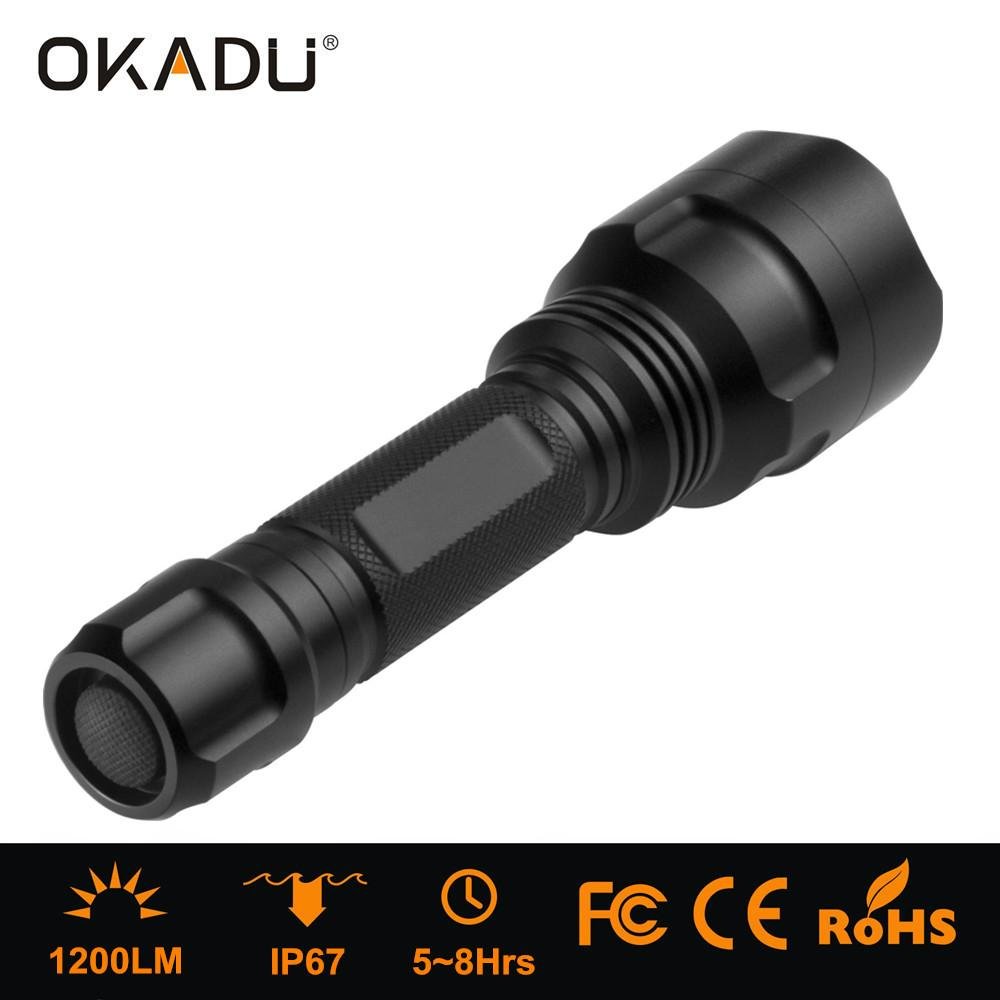 OKADU ST03 Rechargeable 18650 Battery LED Tactical Flashlight 1200 Lumen Cree XM 2