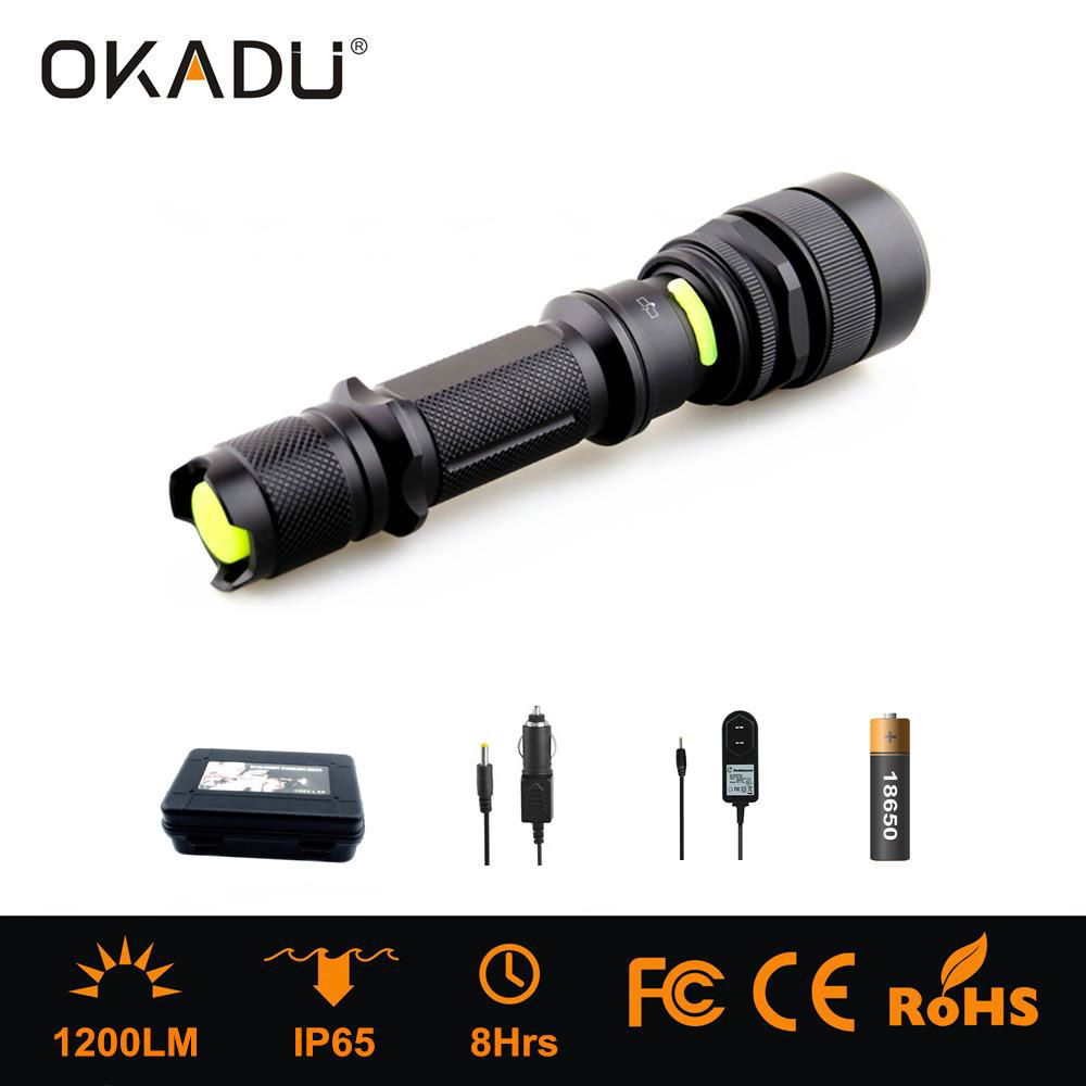 OKADU ZT06 Rechargeable 1200 lumens Led Flashlight Cree XM-L U2 LED Torch 5