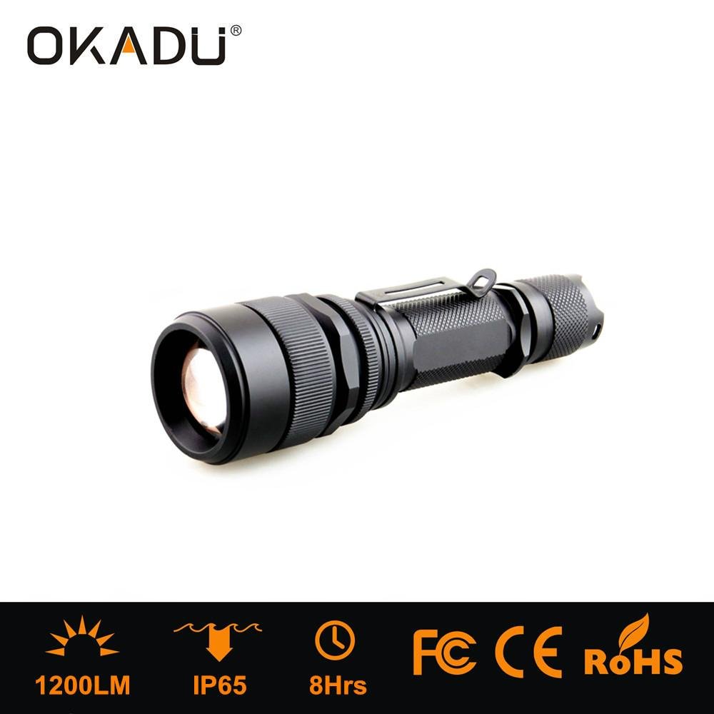 OKADU ZT06 Rechargeable 1200 lumens Led Flashlight Cree XM-L U2 LED Torch 3