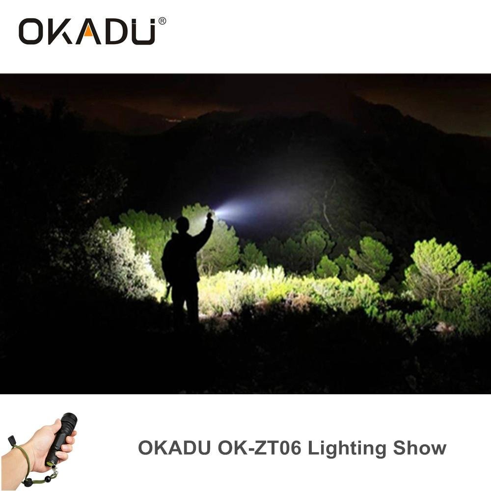 OKADU ZT06 Rechargeable 1200 lumens Led Flashlight Cree XM-L U2 LED Torch 4