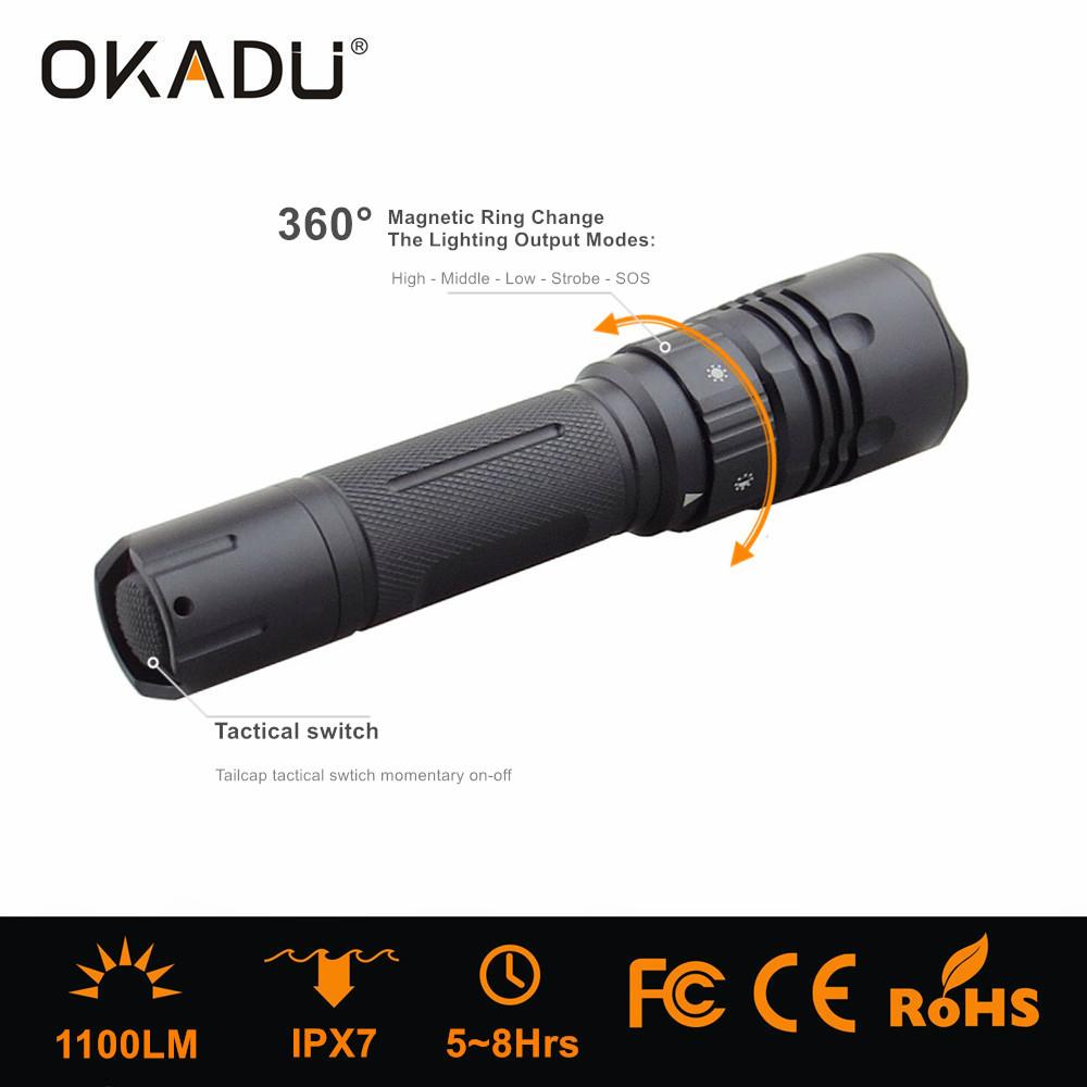 OKADU ZT06L 18650 LED Torch 1100Lumens Cree LED Tactical Flashlight  3