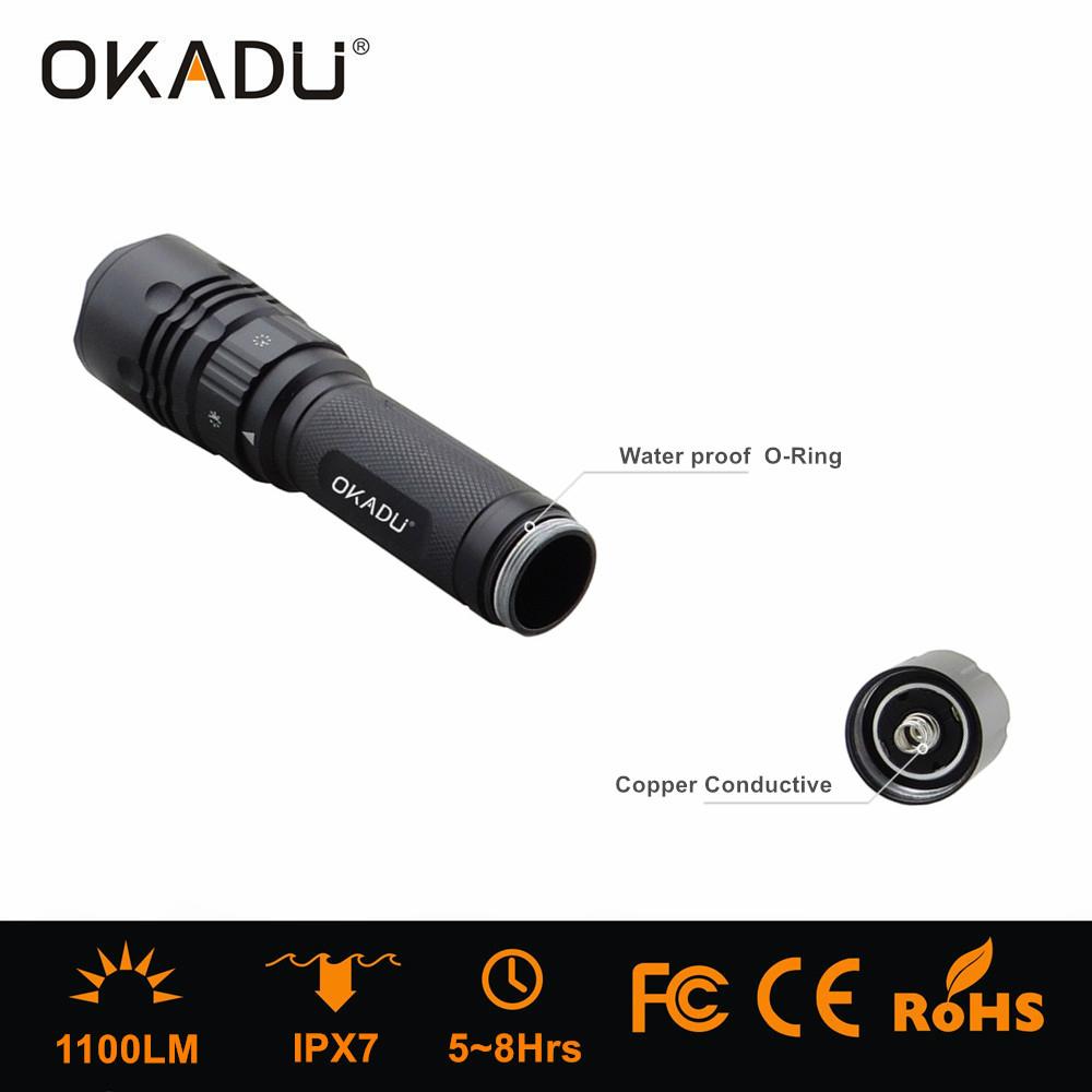 OKADU ZT06L 18650 LED Torch 1100Lumens Cree LED Tactical Flashlight  5