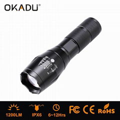 OKADU ZT05 Powerful 1200Lumen LED Focus Torch Cree T6 Zoom Tactical Flashlight