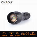 OKADU ZT05 Powerful 1200Lumen LED Focus Torch Cree T6 Zoom Tactical Flashlight 4