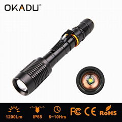 OKADU ZT02 18650 Battery Led Zoom Flashlight 1200Lumen Cree XM-L T6 LED Torch