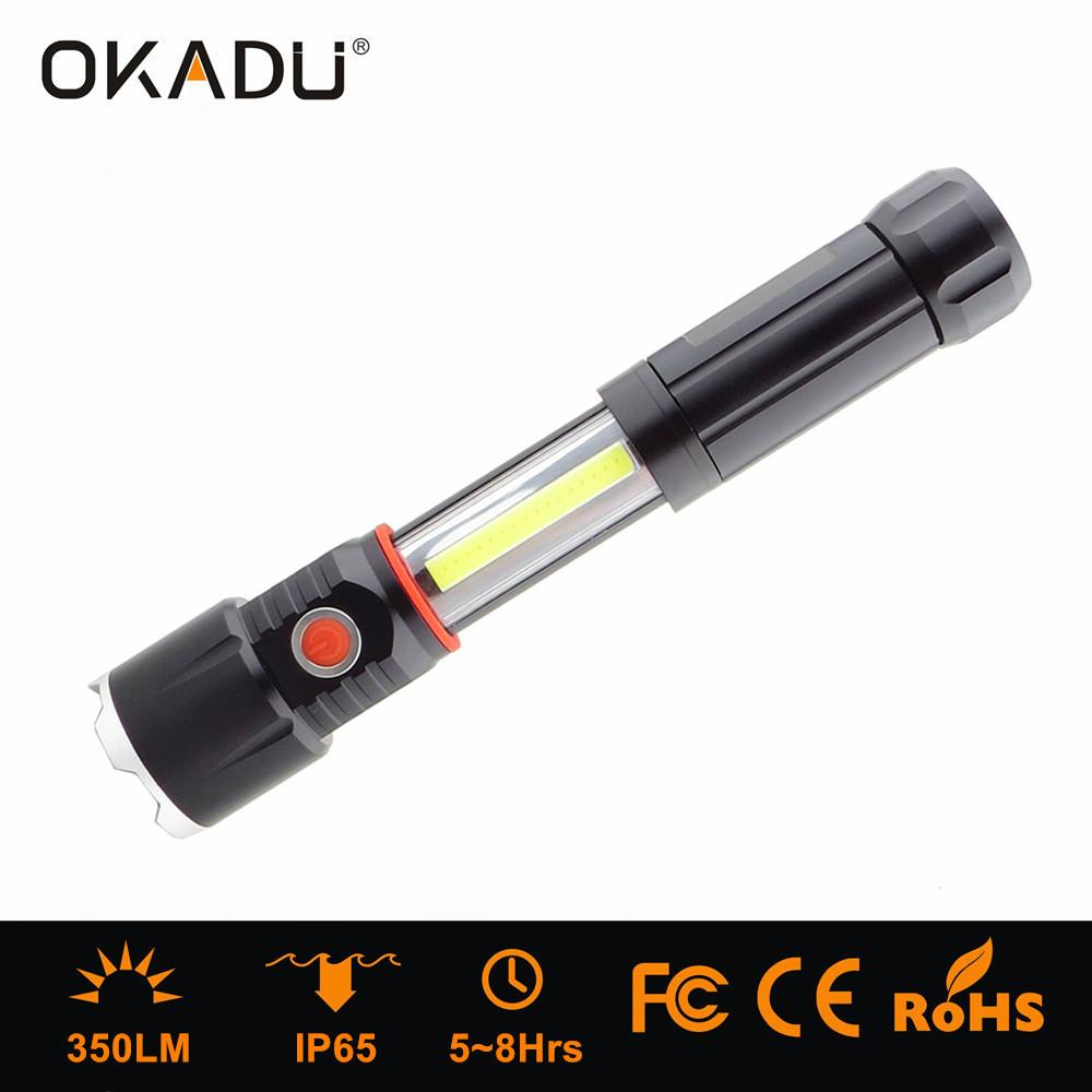 OKADU SF04 Cree Q5 LED Torch + 5W COB Work Light AAA Magnet 2IN1 Working Lamp