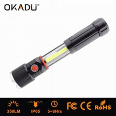 OKADU SF04 Cree Q5 LED Torch + 5W COB Work Light AAA Magnet 2IN1 Working Lamp