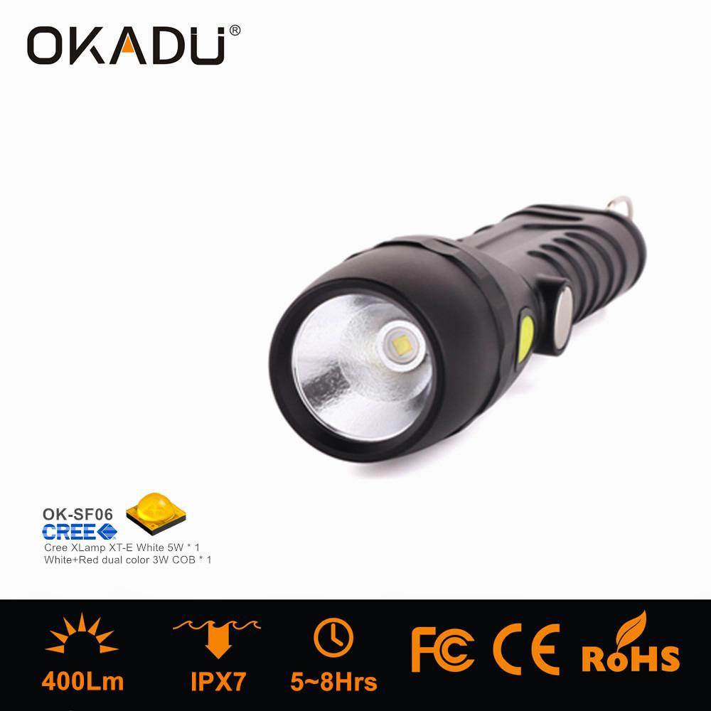 OKADU SF06 AAA Led COB Torch 5W Cree XT-E +3W White and Red Working Flashlight 2