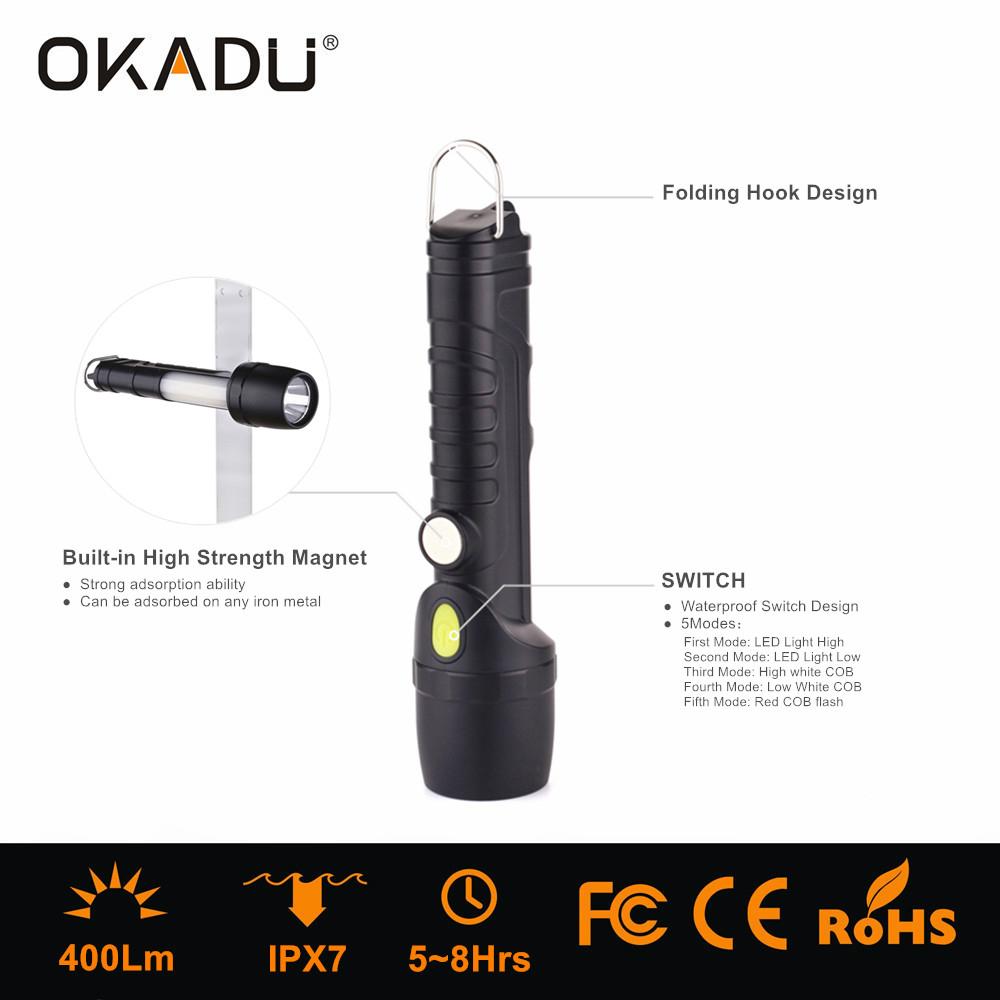 OKADU SF06 AAA Led COB Torch 5W Cree XT-E +3W White and Red Working Flashlight 3