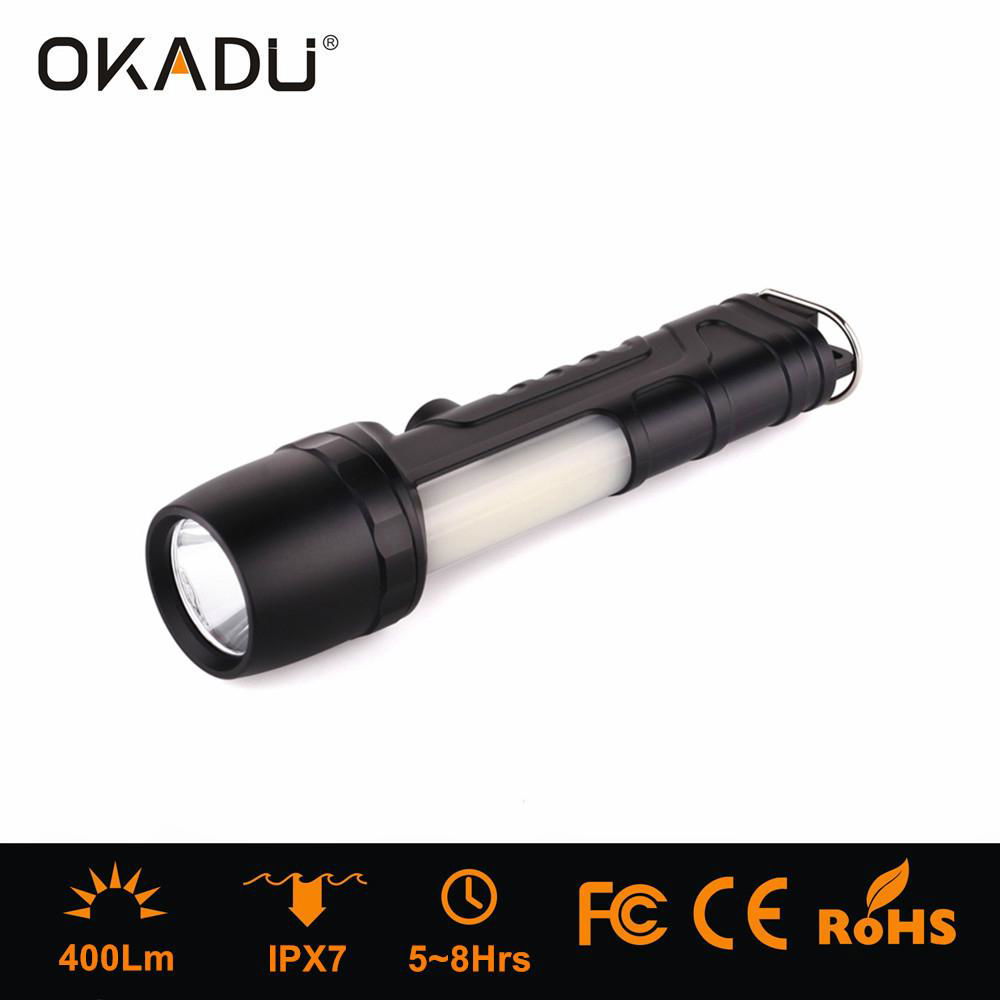 OKADU SF06 AAA Led COB Torch 5W Cree XT-E +3W White and Red Working Flashlight 4