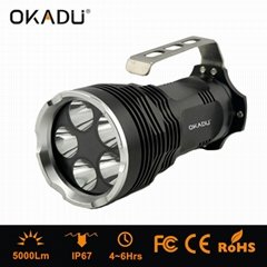 OKADU ST05H 18650 Led Handhold Flashlight 5000Lumens 5 Cree T6 Handheld Torch