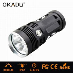 OKADU ST03K Powerful 20w Led Flashlight 3000Lumens 3 Cree XM-L T6 Led Torches