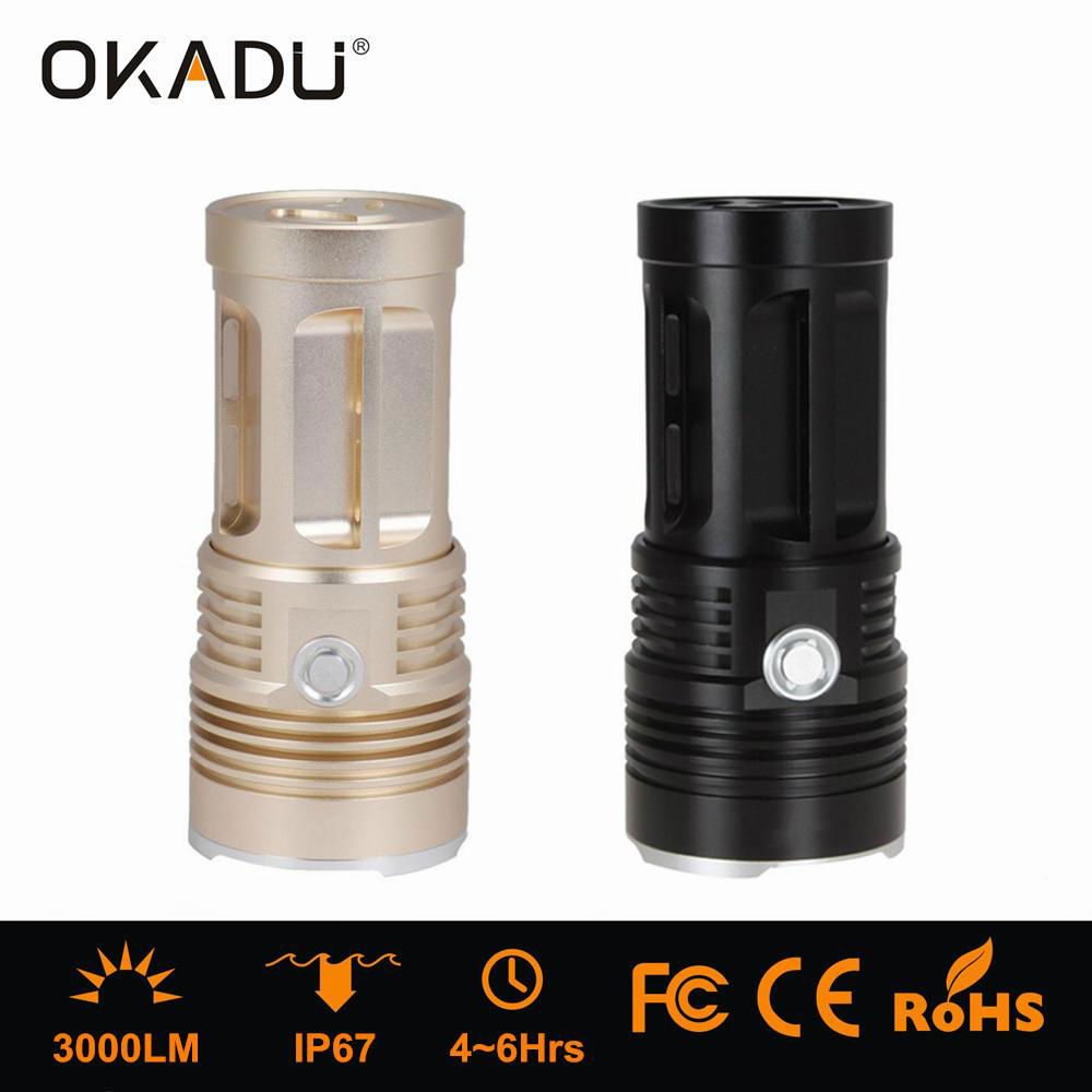 OKADU ST03K Powerful 20w Led Flashlight 3000Lumens 3 Cree XM-L T6 Led Torches 2