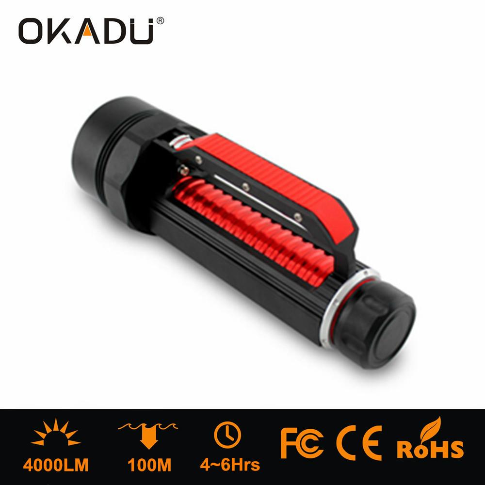 OKADU DT02 Magnet Switch Handheld Diving Torch 4000Lumen Led Diving Flashlight 2