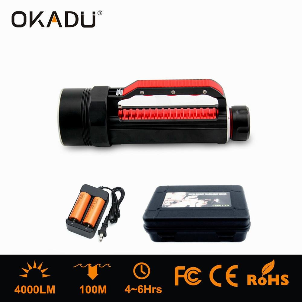 OKADU DT02 Magnet Switch Handheld Diving Torch 4000Lumen Led Diving Flashlight 3