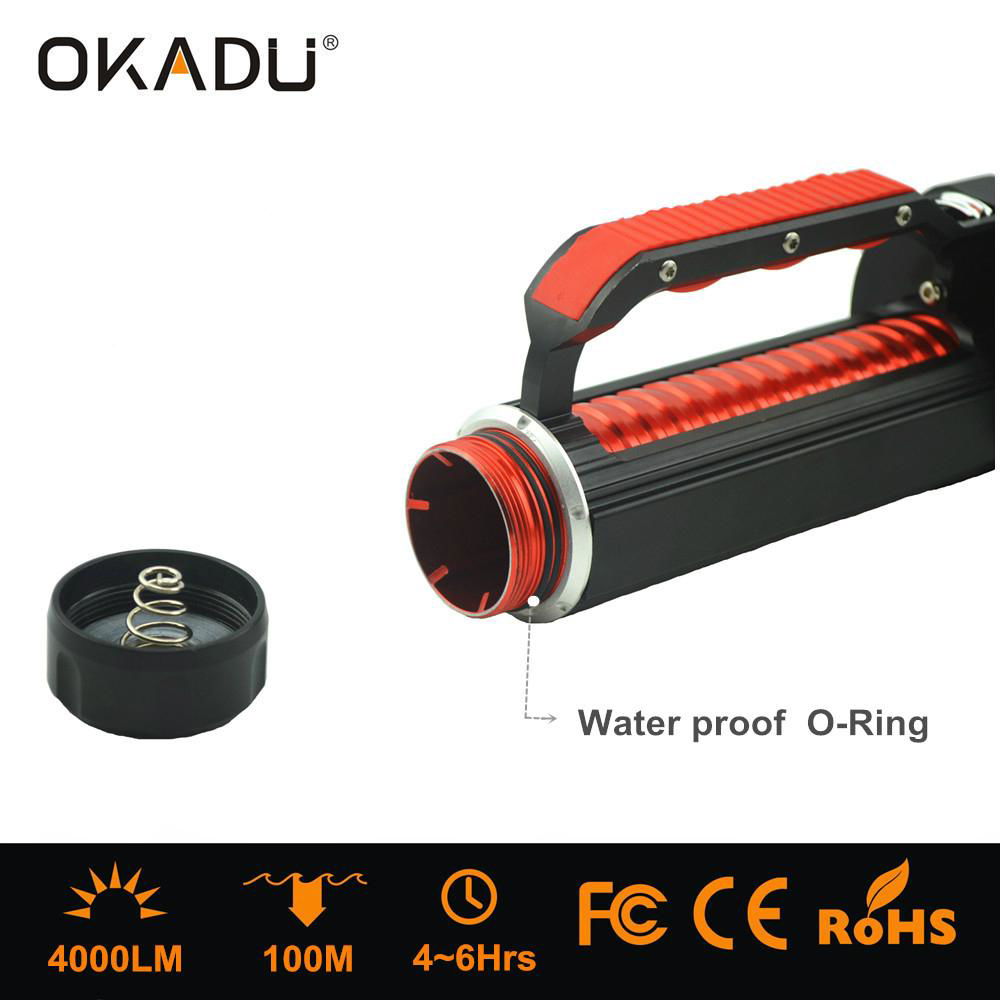OKADU DT02 Magnet Switch Handheld Diving Torch 4000Lumen Led Diving Flashlight 4
