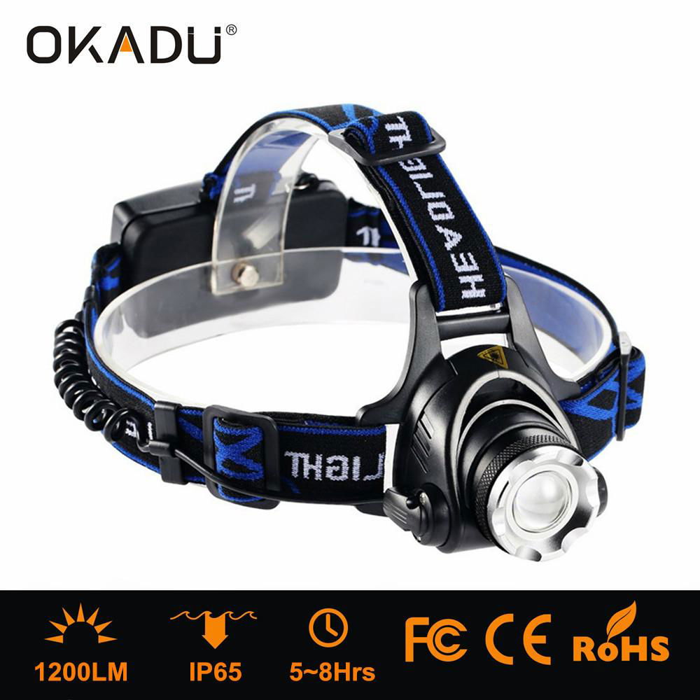 OKADU HT02 1200Lm Focus LED Head Light 1 Cree XM-L2 T6 LED Headlamp 3