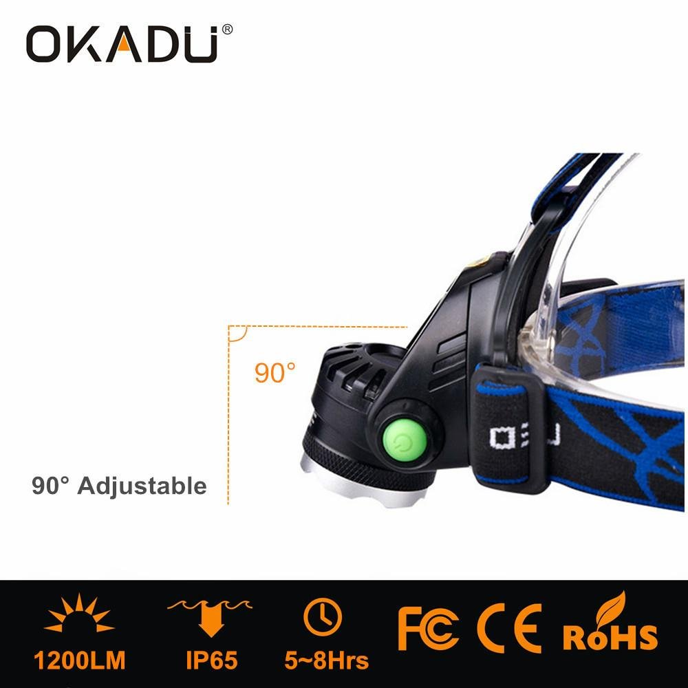 OKADU HT02 1200Lm Focus LED Head Light 1 Cree XM-L2 T6 LED Headlamp 4