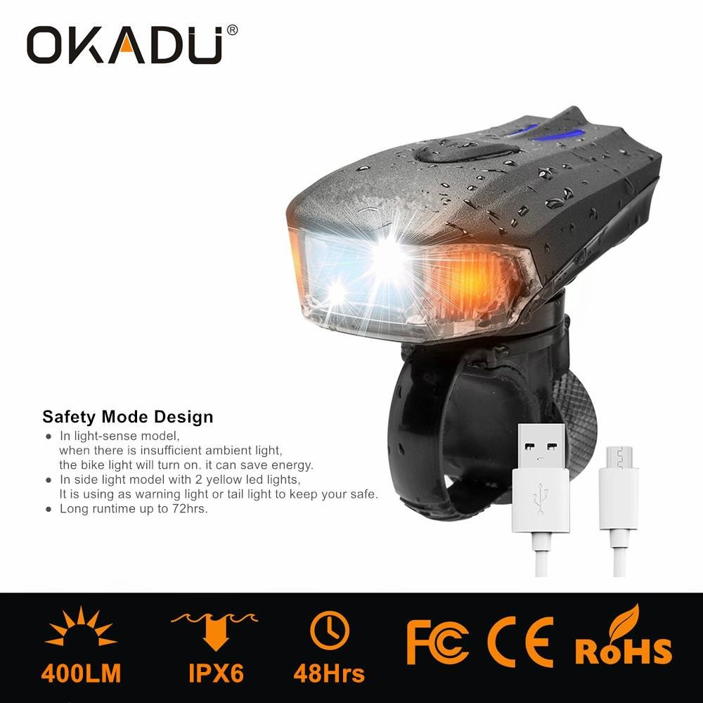 OKADU BT09 German Standard USB Bicycle Light Cree LED Bike Light