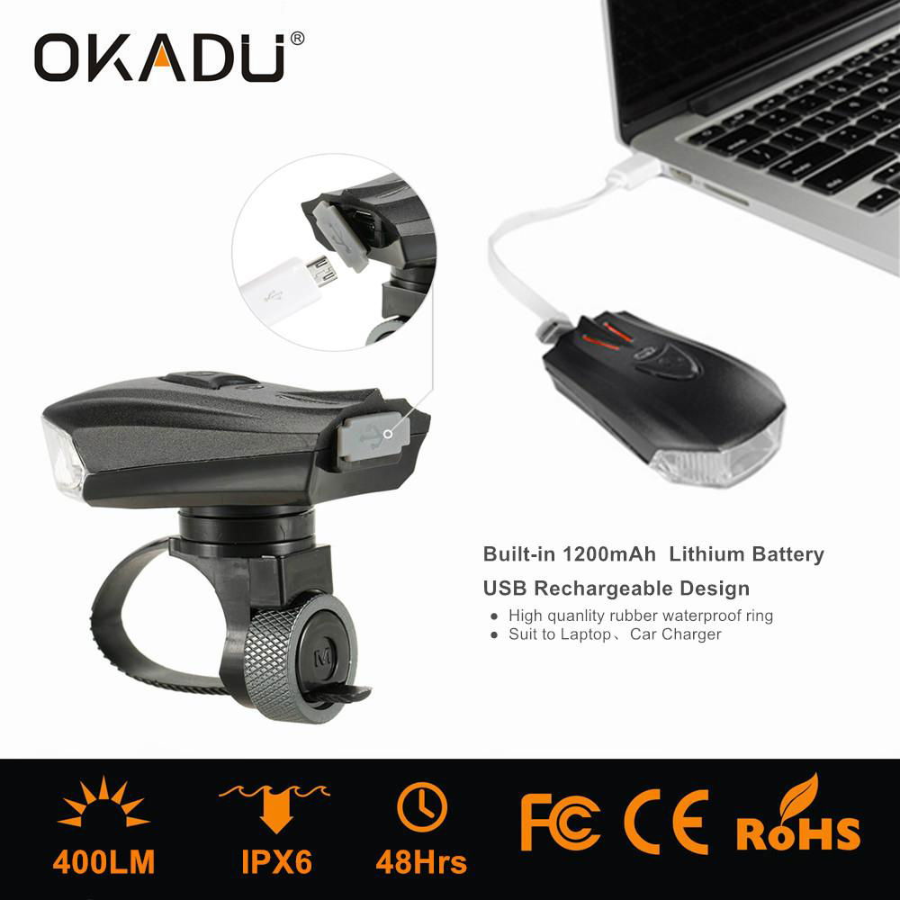 OKADU BT09 German Standard USB Bicycle Light Cree LED Bike Light 5