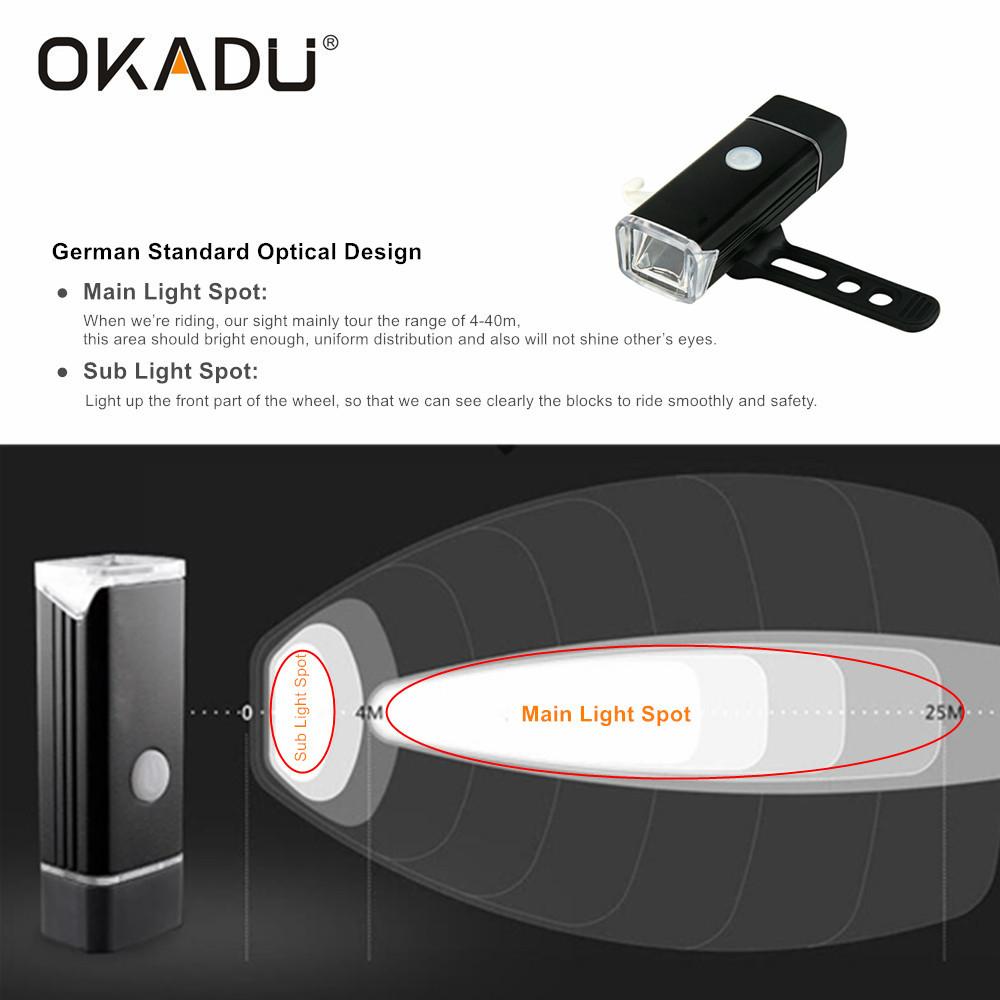 OKADU BT10 180Lumens USB Charging Led Bicycle Light German Sensor Led Bike Light 3