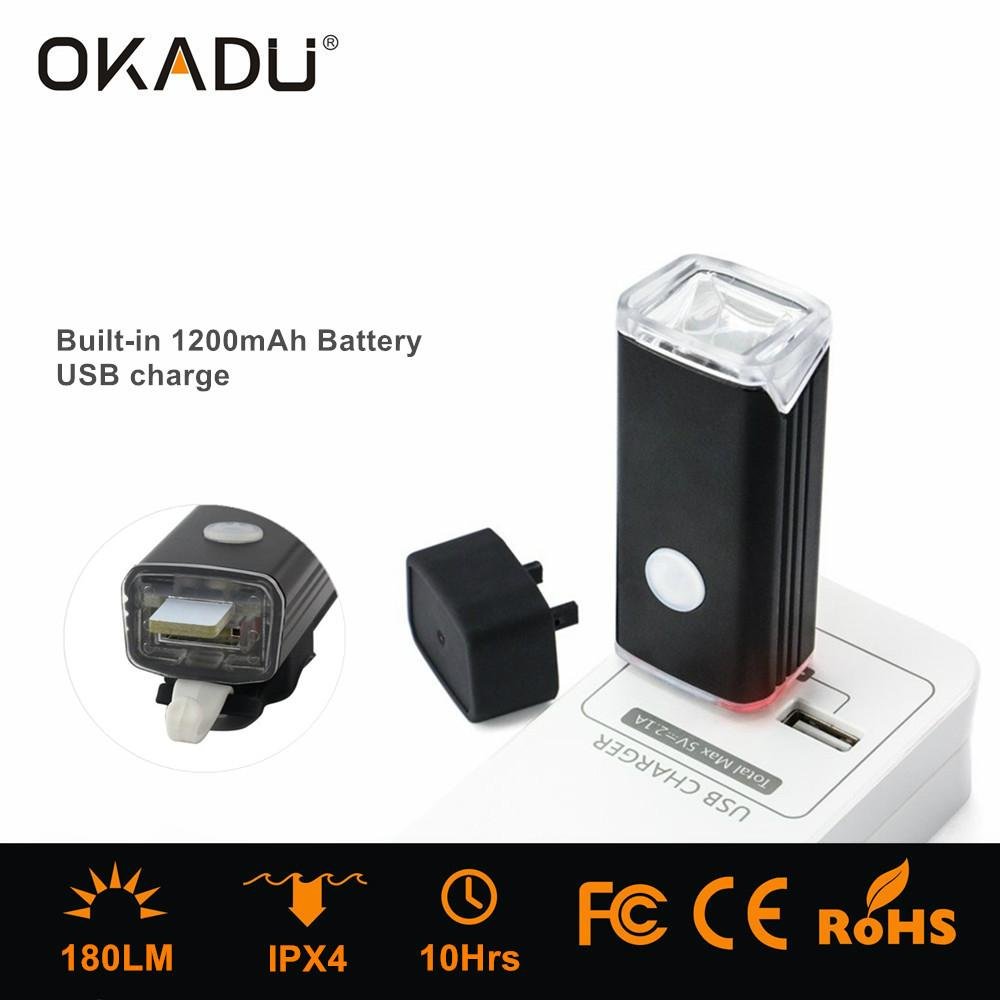 OKADU BT10 180Lumens USB Charging Led Bicycle Light German Sensor Led Bike Light 5