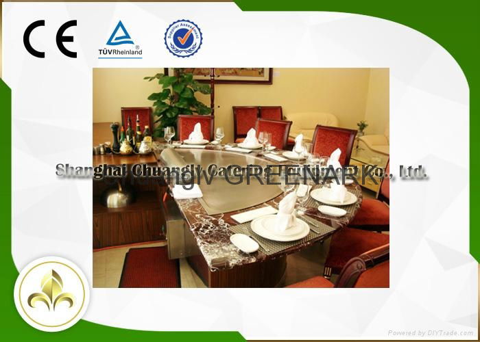 Natural Gas Heating Semi-Circel Eight Seats Teppanyaki Grill Table