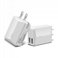 High quality folding us plug 5v 2.4a dual usb port home wall charger for mobile 