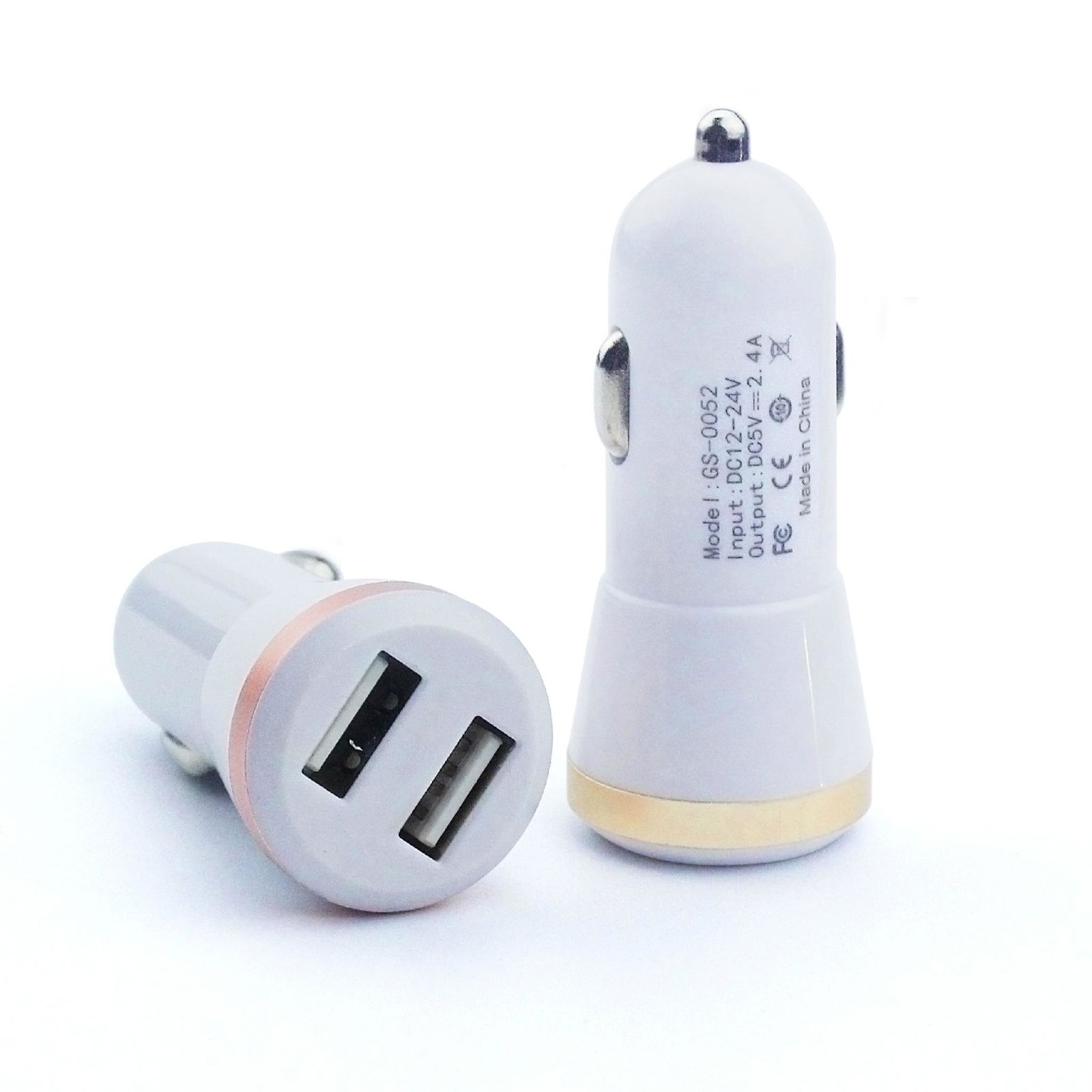CE FCC ROHS Quality Mini USB Car Charger Portable Dual USB Mobile Phone Charger 4