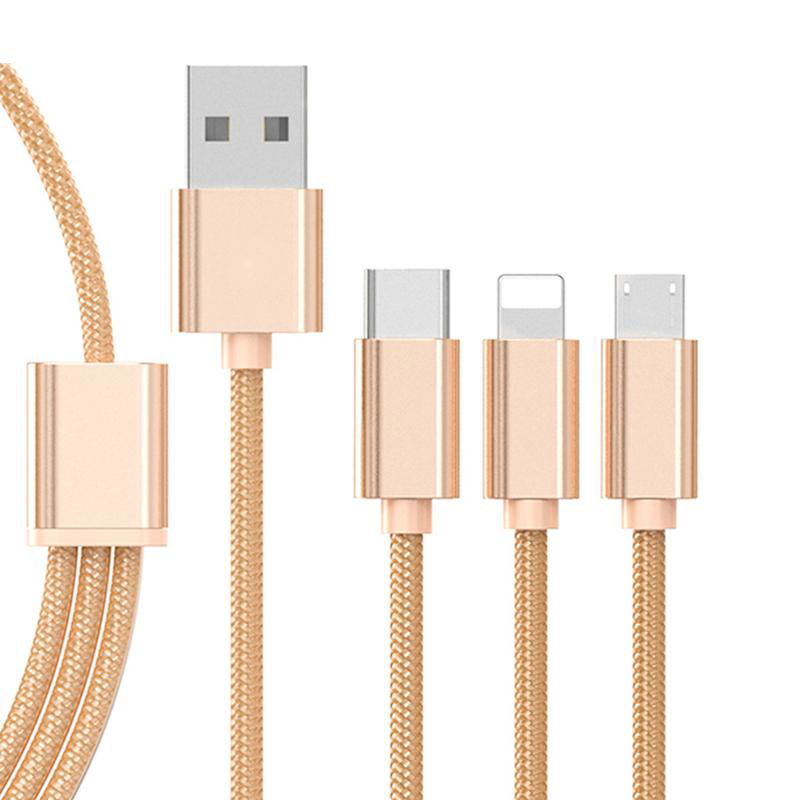 Nylon Braided Multi 3 in 1 usb charging cable 