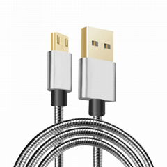 Flexible metal spring mobile phone micro usb charging date cable