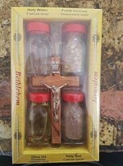 holy land olive wood cross with 4 elements
