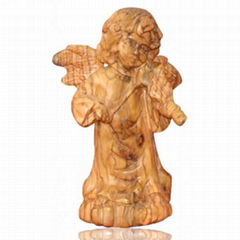 olive wood Christmas angel carving statue