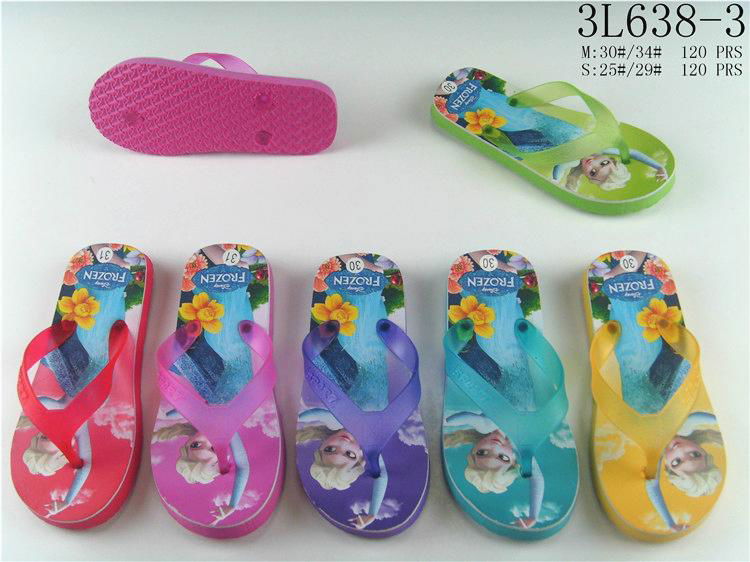 Summer cartoon princess printed multicolors eva flip flops slippers for kids gir 4
