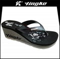 Customized pictures summer outdoor women eva wedge flip flops beach 4