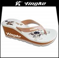 Customized pictures summer outdoor women eva wedge flip flops beach 3