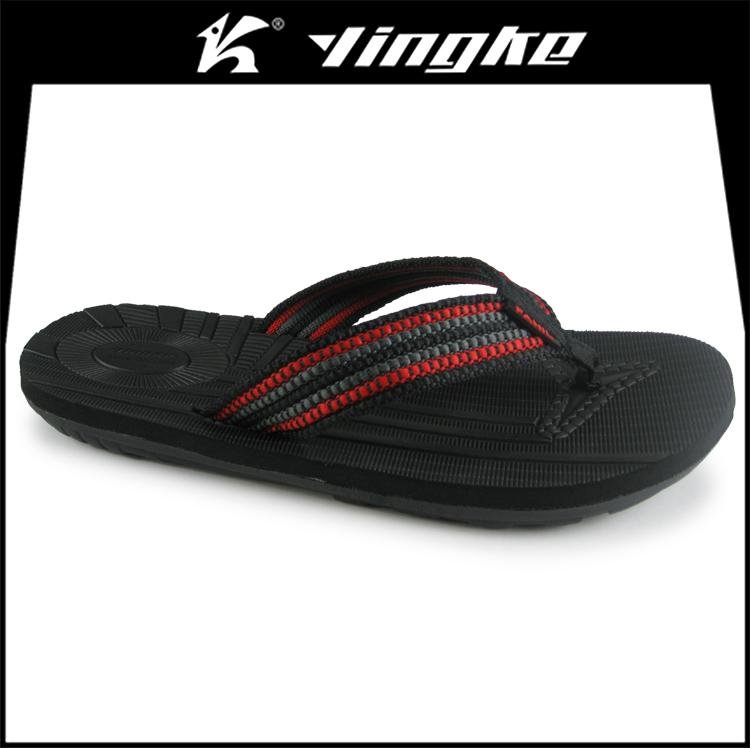 Promotion high quality black color custom printed eva slipper men flip flops bea 3