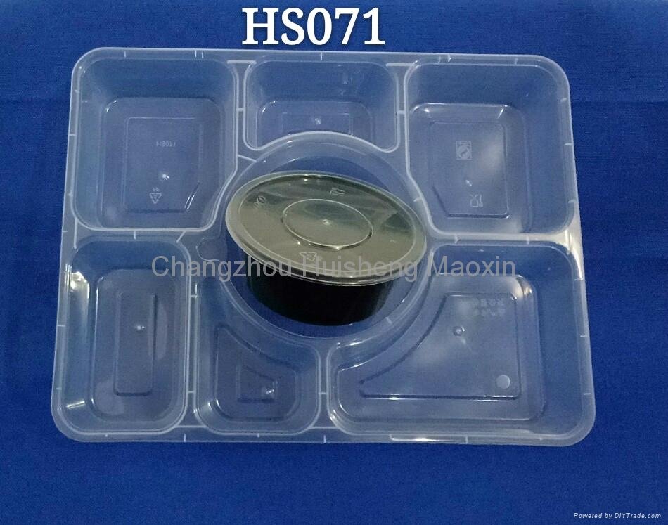 Rectangle 7+1 Seven Compartments Disposable PP Microwaveable Food Container 5