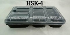 Rectangle Korean Four Compartments Disposable Plastic Microwave Safe Container