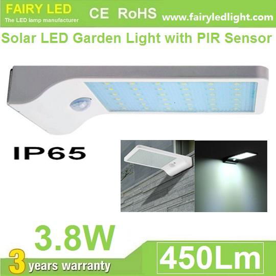 Solar LED Wall Light 3.8W with PIR Motion Sensor Day Light Sensor IP65 Waterproo