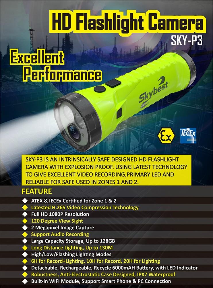 SKYBEST 160 Lumen 3 Modes 1080P HD Flashlight Camera SKY-P3 3