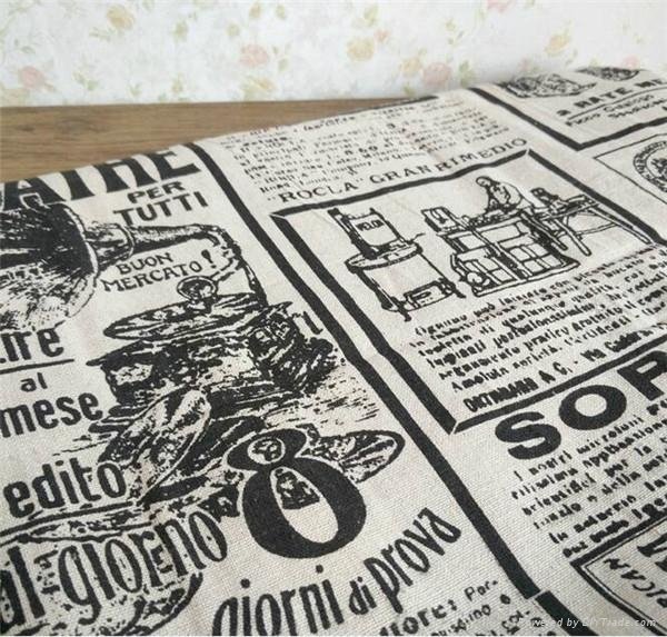  wholesale Industrial Times Newspaper printed linen cotton fabric for table 4